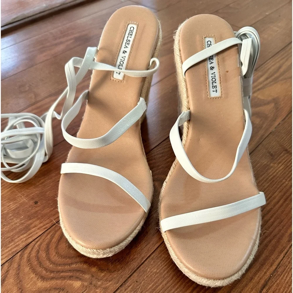 Chelsea and violet. White Wrap Espadrille Wedge  BLACK FRIDAY DEALS
